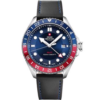 Model SM34095.06 Swiss Militay By Chrono Military Pepsi GMT Classic quartz herreur