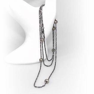 San - Link of joy Starlight Beads 925 sterling sølv halskjede oksidert, modell 912