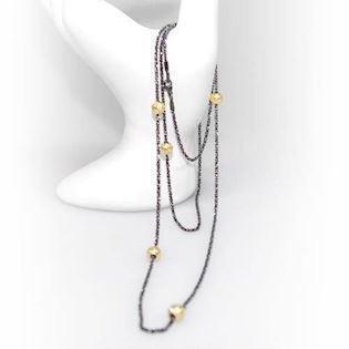 San-Link of joy Diamond Cut & Starlight Perler sølv Halskjede gullbelagt / svart rhodiumbelagt, modell 913-80