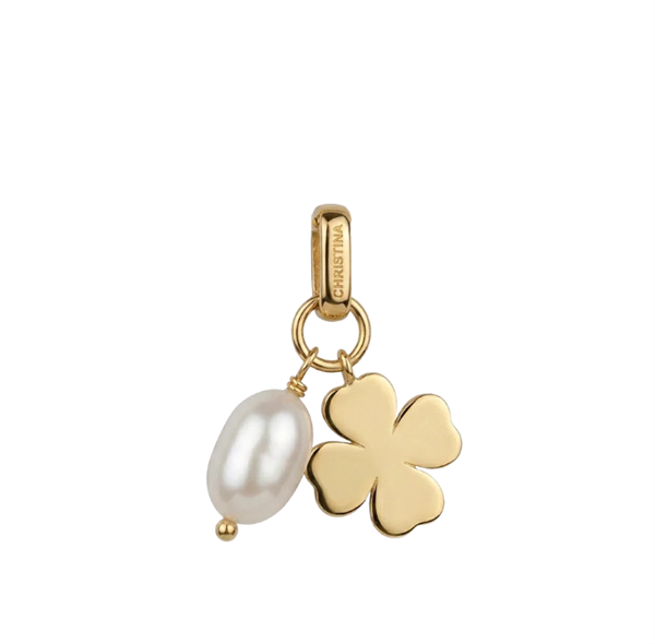 Clover and Pearl vedhæng forgyldt sølv , fra Christina Jewelry & Watches