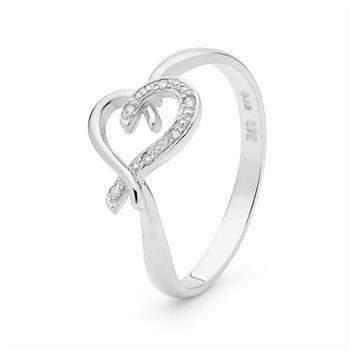 Hvitt gull diamant hjerte ring med 6 brikker på 0,005 ct diamanter