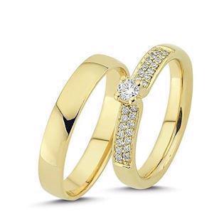 Mousserende Love Love -ringer med 29 diamanter i 14 karat fra Nuran