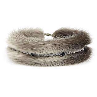 Kajsa Fur Crystal Beads sælskind  Samer armbånd smykke fra BeChristensen, 20 cm