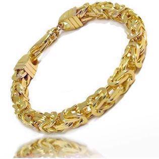 Kongearmbånd og halskjede i gullbelagt messing, fra 5-9 mm i bredden