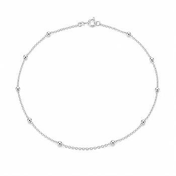 Ankel kæde i rund anker med kugler i sterling sølv, 26 cm