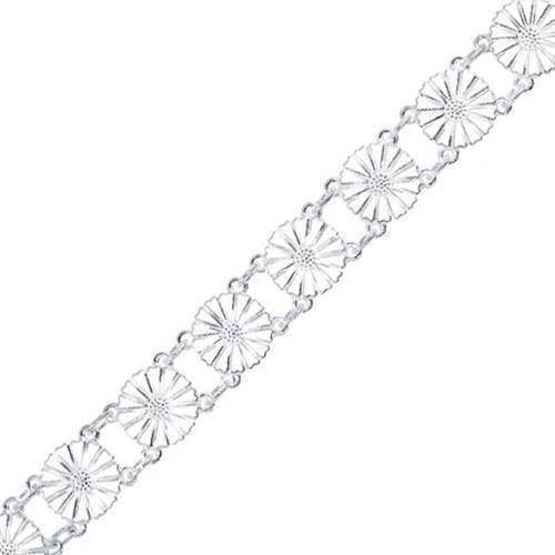 Lund Marguerit armbånd i sølv med hvite emaljerte 11,0 mm blomster