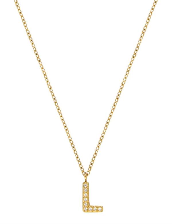 MB0082, Mockberg Stone Letter L Gold Necklace Halskæde