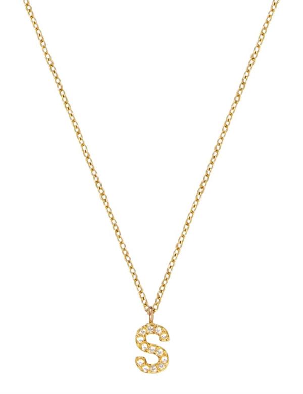 MB0089, Mockberg Stone Letter S Gold Necklace Halskæde