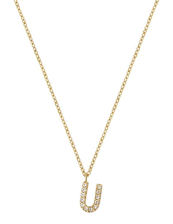 MB0091, Mockberg Stone Letter U Gold Necklace Halskæde
