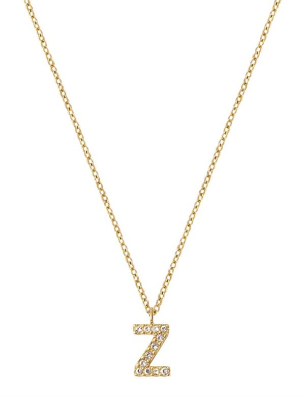MB0096, Mockberg Stone Letter Z Gold Necklace Halskæde