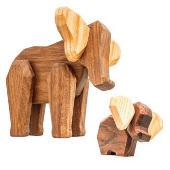 Fablewood Set - Mother Elephant, & Little Elephant - Trefigur sammensatt av magneter
