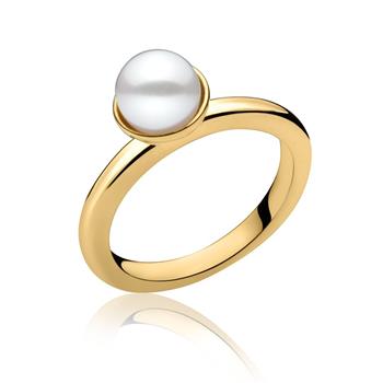 Samlering i guldbelagt sølv med ferskvandsperle, fra Blicher Fuglsang