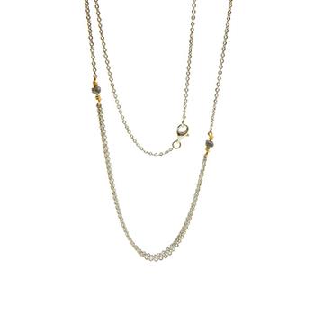 Necklace - Rhodium/Goldplated w.Antracit Raw Diamonds 42+8cm, fra San - Links of Joy