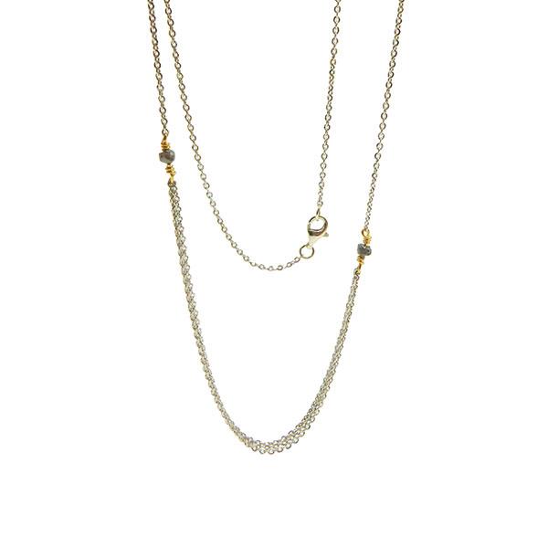 Necklace - Rhodium/Goldplated w.Antracit Raw Diamonds 42+8cm, fra San - Links of Joy