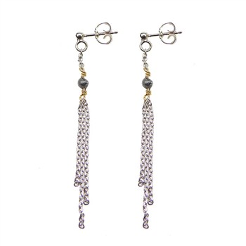 Earrings - Rhodium/Goldplated w.Antracit Raw Diamonds Rhodineret pr.par, fra San - Links of Joy