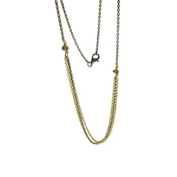 Necklace - Goldplated/Black Rhodium w.Antracit Raw Diamonds 42+8cm, fra San - Links of Joy