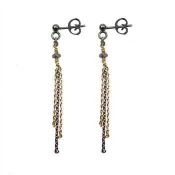 Earrings - Goldplated/Black Rhodium w.Antracit Raw Diamonds Sort rhodineret/forgyldt pr.par, fra San - Links of Joy