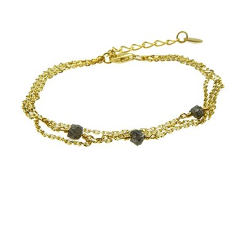 Bracelet - Goldplated w. Antracit Raw Diamonds 18+4cm, fra San - Links of Joy