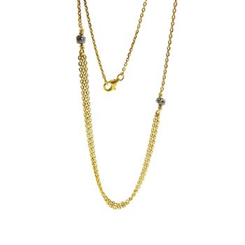 Necklace - Goldplated w.Antracit Raw Diamonds 42+8cm, fra San - Links of Joy