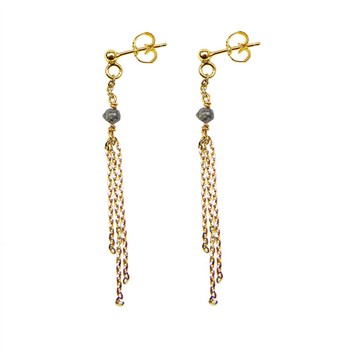 Earrings - Goldplated w.Antracit Raw Diamonds Forgyldt pr.par, fra San - Links of Joy
