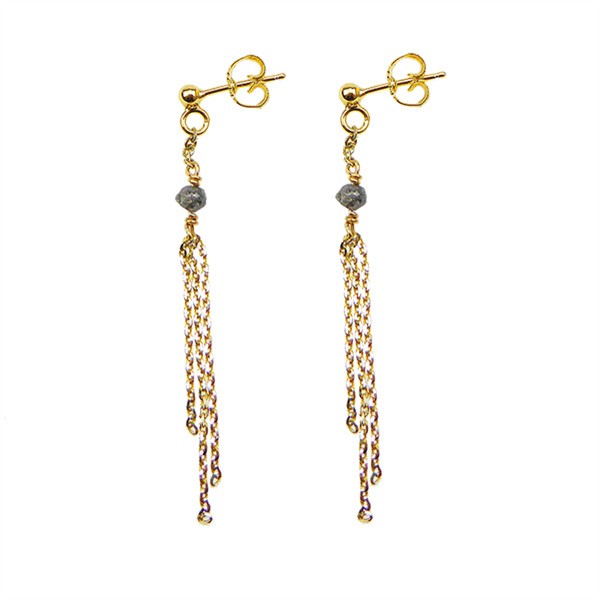 Earrings - Goldplated w.Antracit Raw Diamonds Forgyldt pr.par, fra San - Links of Joy