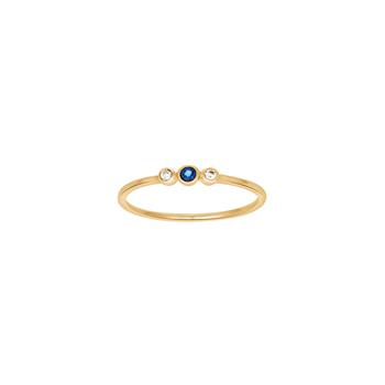 14kt. guldring m/safir og dia. 0.03ct W/SI, fra Siersbøl