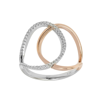 14kt. hvid- og rosaguld ring m. 0,200ct. w/si, fra Siersbøl