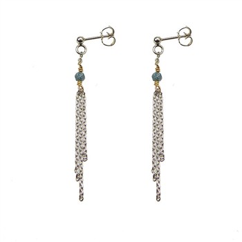 Earrings - Rhodium/Goldplated w. blue-green Raw Diamonds Rhodineret pr.par, fra San - Links of Joy