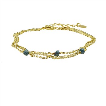 Bracelet - Goldplated w. blue-green Raw Diamonds 18+4cm, fra San - Links of Joy
