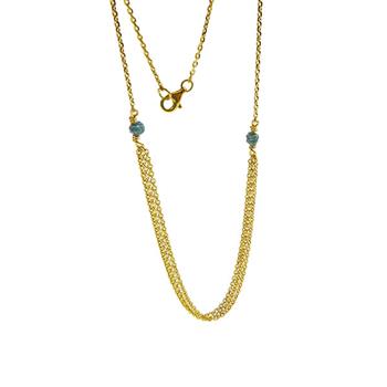 Necklace - Goldplated w. blue-green Raw Diamonds 42+8cm, fra San - Links of Joy