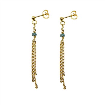 Earrings - Goldplated w. blue-green Raw Diamonds Forgyldt pr.par, fra San - Links of Joy