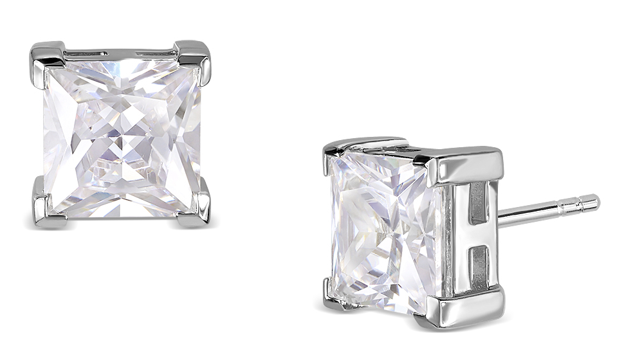 Ørestik sølv rhodineret firkantet zirkonia 6x6 mm, fra L&G