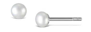 Ørestik sølv rhodineret ferskvandsperle hvid, fra L&G