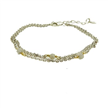 Bracelet - Rhodium/Goldplated  w. grey Raw Diamonds 18+4cm, fra San - Links of Joy