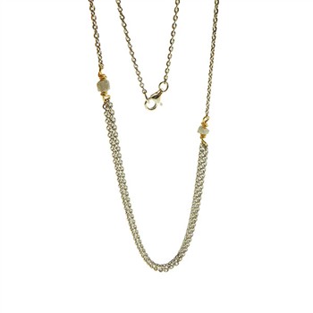 Necklace - Rhodium/Goldplated w. grey Raw Diamonds 45cm, fra San - Links of Joy