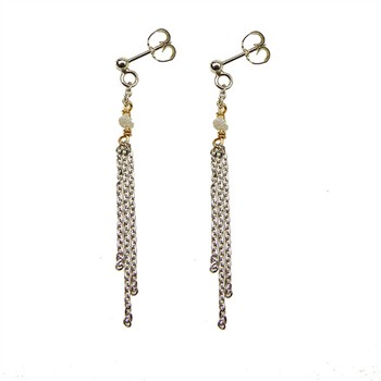 Earrings - Rhodium/Goldplated w. grey Raw Diamonds Rhodineret pr.par, fra San - Links of Joy