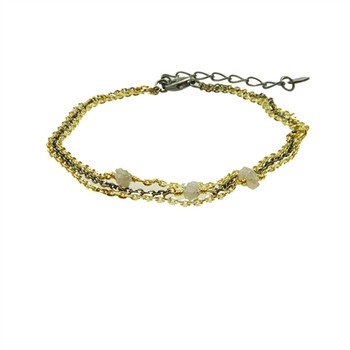 Bracelet - Goldplated/Black Rhodium w. grey Raw Diamonds 18+4cm, fra San - Links of Joy