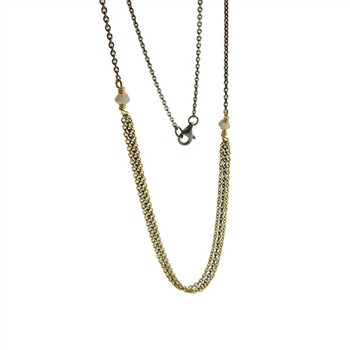 Necklace - Goldplated/Black Rhodium w. grey Raw Diamonds 45cm, fra San - Links of Joy