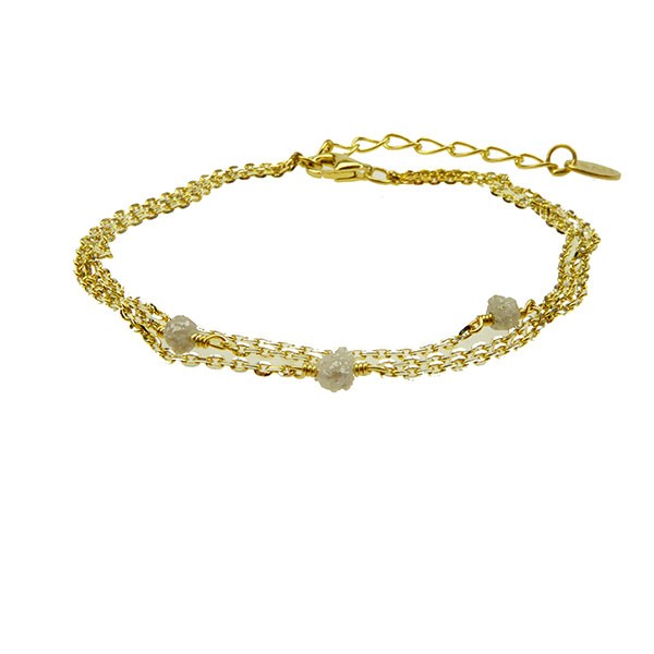 Bracelet - Goldplated w. grey Raw Diamonds 16+4cm, fra San - Links of Joy