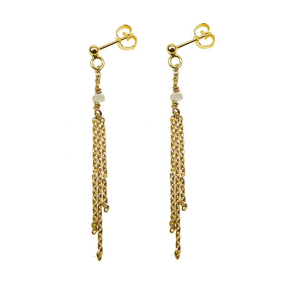 Earrings - Goldplated w. grey Raw Diamonds Pr.par, fra San - Links of Joy