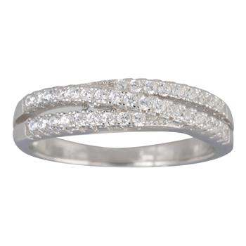 Sølv rhd. ring med tre rækker cz. Str.54, fra Siersbøl