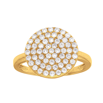 Forgyldt ring ANNIENOR med cz. rund 13mm Str.60, fra Joanli Nor
