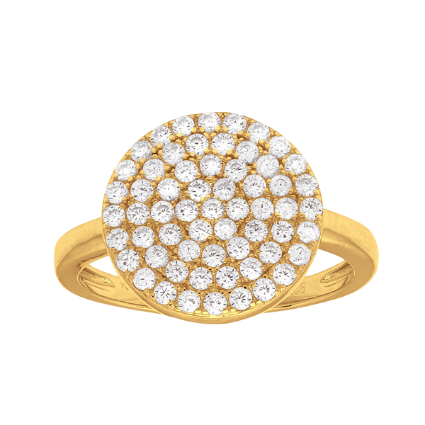 Forgyldt ring ANNIENOR med cz. rund 13mm Str.52, fra Joanli Nor