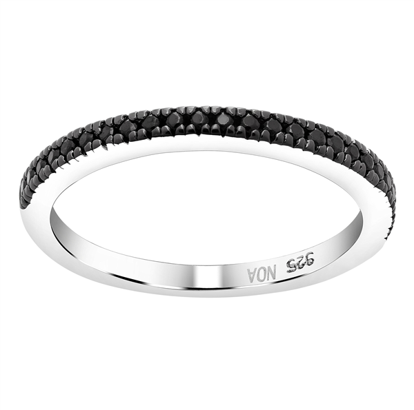 Rhd. sølv ring ADINANOR 1 rk sorte cz. Str.58, fra Joanli Nor