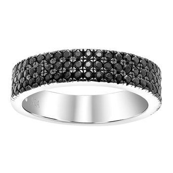 Rhd. sølv ring ADINANOR 3 rækker  sorte cz. Str.60, fra Joanli Nor