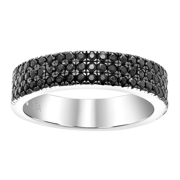 Rhd. sølv ring ADINANOR 3 rækker  sorte cz. Str.60, fra Joanli Nor