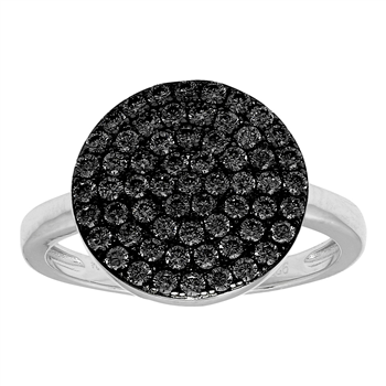 Rhd sølv ring ANNIENOR sorte cz. rund 13mm Str.60, fra Joanli Nor