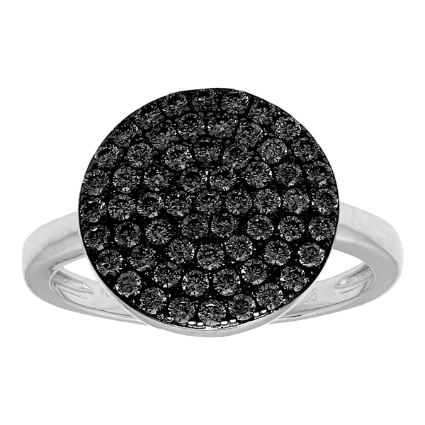 Rhd sølv ring ANNIENOR sorte cz. rund 13mm Str.58, fra Joanli Nor