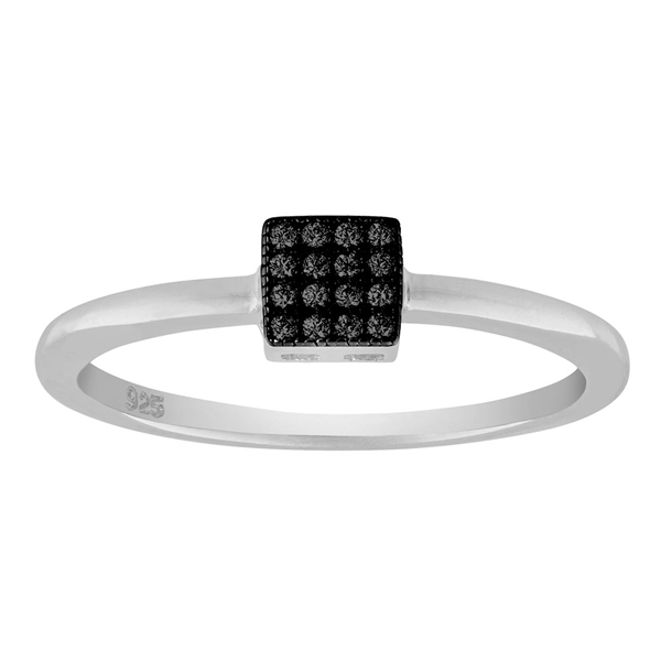 Rhd. sølvring ALITANOR sorte cz. square 4mm Str.58, fra Joanli Nor