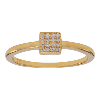 Forgyldt sølv ring ALITANOR cz. square 4mm* Str.60, fra Joanli Nor